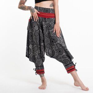 Woven Prints Thai Hill Tribe Fabric Women's Harem Pants Ankle Straps
